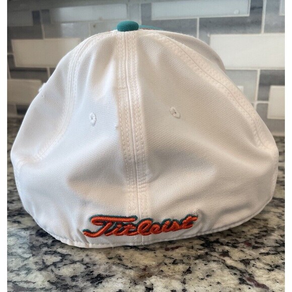 TITLEIST Fitted Golf Hat LARGE/XL Aqua Green Orange White NEW Embroidered - Picture 3 of 7